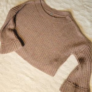 Charlotte Russe Pink/Purple Chunky Oversize Knit Cropped Sweater